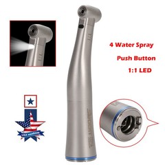 SANDENT Dental 1:1 Fiber Optic LED Contra Angle Handpiece Inner 4 Spray E-type
