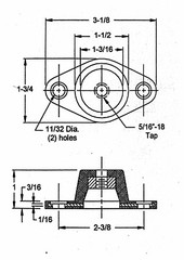 Flange Style Shock Absorber Vibration Isolator Compression Mount 5/16″-18 Tap