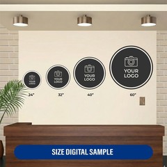 Custom Round Acrylic Logo Wall Sign LED Halo Backlit Mirror Finish