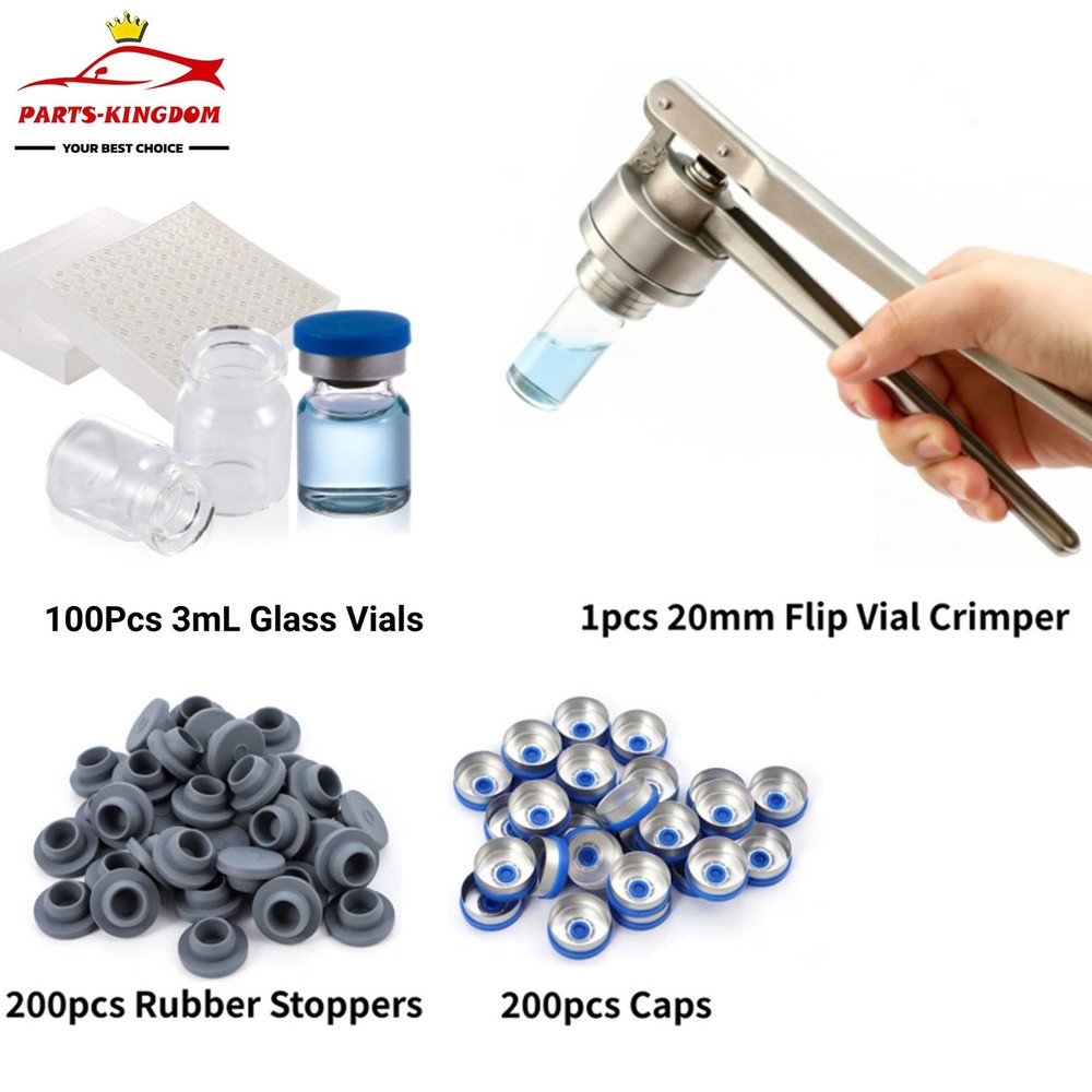 100pcs 3ml Glass Vial Clear Glass Vials with 20mm Flip Vial Crimper, New
