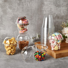 200 PACK 9 Oz Clear Plastic Cups with Dome Lids Crystal Clear Dessert Cups