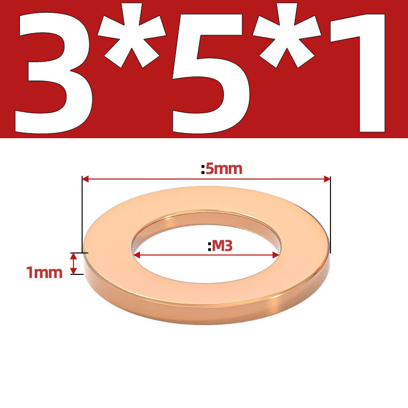 Metric Copper Sealing Washers Flat Gasket Rings Form A DIN 7603 A – M3 – M60