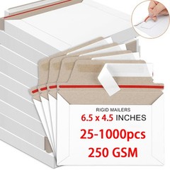 25-1000pcs 6.5 x 4.5 White Rigid Photo Shipping Flats Cardboard Envelope Mailers