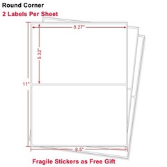 1000 Premium 8.5″ X 5.5″ Half Sheet Self Adhesive Shipping Labels 2 Per Sheet