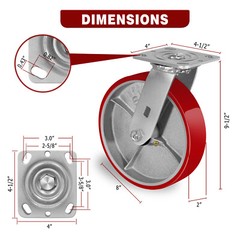 8 Inch Caster Wheels Heavy Duty,Capacity 1500-6000LB