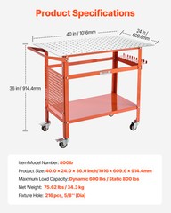 VEVOR Welding Table 40″x24″ Welding Table with 800LBS Static Weight Capacity