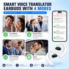 Smart Voice Translator Earbuds 144 Language Two Way Real-Time Translation Device