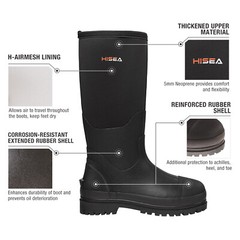 HISEA Men’s Rain Boots Rubber Neoprene Waterproof Fishing Hunting Working Boots