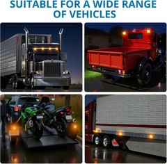 2pcs Rechargeable Amber Flashing Lights LED Truck Magnetic Warning Strobe Hazard