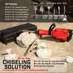 XtremepowerUS 2200W Electric Demolition Jack Hammer Chisel & Point Bits Included
