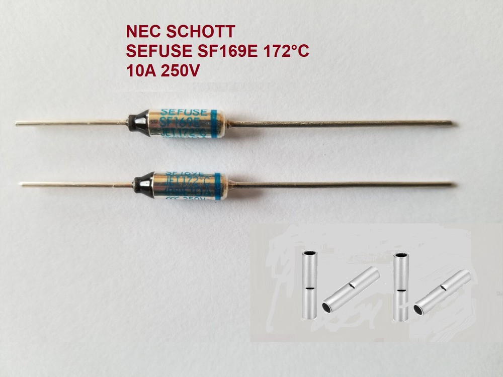 Thermal Fuse SEFUSE SF169E 172°C 10A 250V (Pack of 2) w/4 Butt Connectors