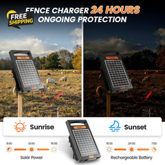 24H Uninterrupted Protection Solar Fence Charger 10 Miles Electric Fence Charger