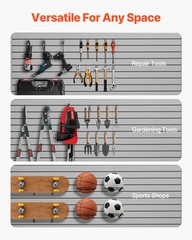 8 x 4 ft Slat Wall Paneling PVC Grey Garage Slatwall with Modular Design