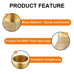 2pcs Brass Tee Pipe Fitting G3/8″ x 3/8″ x 3/8″ 3 Way Y-Connector