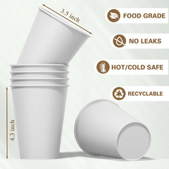 100 Count 12 Oz Paper Cups, Hot Paper Coffee Cups 12 Oz, Leak-Proof Disposabl…