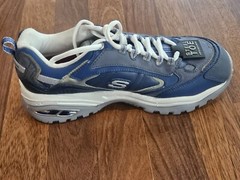 NEW Skechers WOMEN Blue Silver Leather Work Construction Safety Toe Shoes Sz 9.5