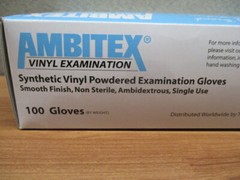 2 Boxes Of 100 Small Ambitex Examination Throw Away Safe Powdered Vinyl Gloves
