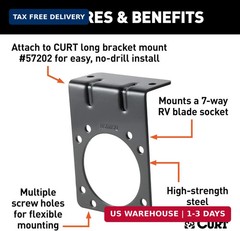 CURT 58510 Vehicle-Side Trailer Wiring Harness Mounting Bracket for 7-Way RV Bla