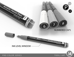 Acrylic Paint Pens 22 Gray Tones Assorted Pro Color Series Markers Set 0.7mm …
