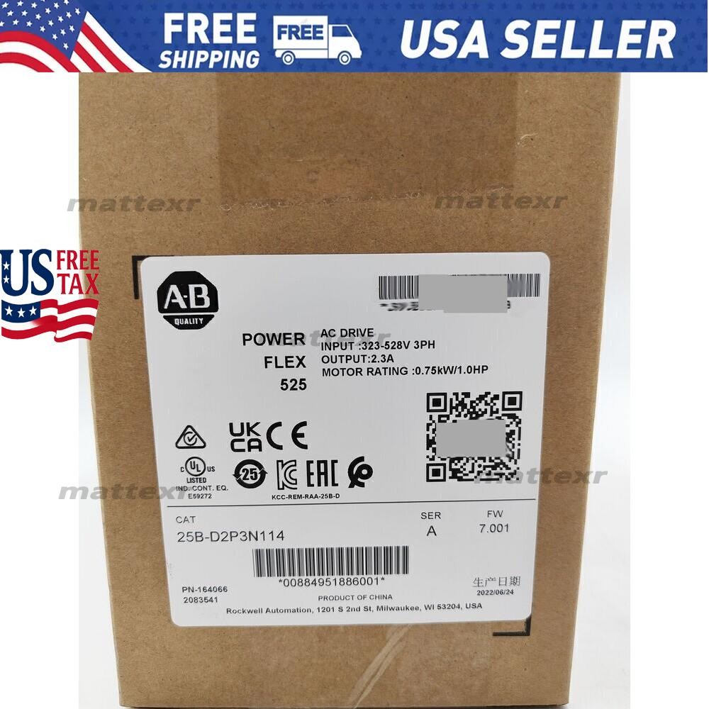 NEW AB 25B-D2P3N114 PowerFlex 525 0.75kW 1Hp AC Drive 25BD2P3N114 US Free Tax