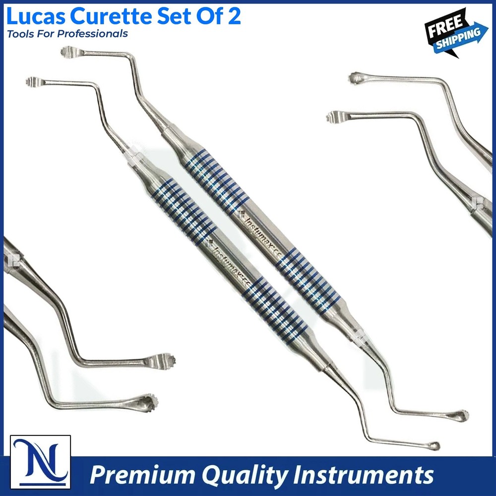 Lucas Curette Dental/Surgical Bone Curettes Serrated Set of 2-PCS
