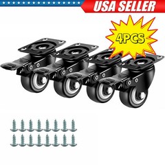 4PCS Heavy Duty Dolly hand truck Caster Wheels With Brake Top Plate 2 Inch