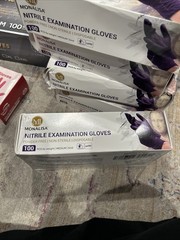 MonaLisa Exam Gloves Large 100 Count Box Non Sterile Gloves Purple Disposable