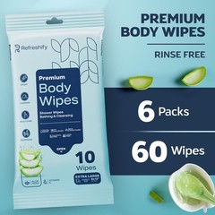 60 XL Shower Wipes – Body for Adults 1 Count (Pack of 60), White