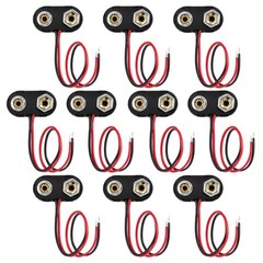 CHANZON 9v Battery Clip 5.9 inches (15 cm), 4)T-type Pigtail Plastic 10pcs