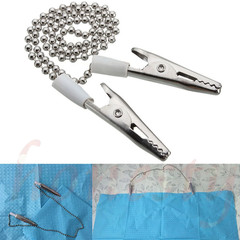 10 X Dental Napkin Holder Patient Bib Crocodile Clips Chains Flexible Metal Ball