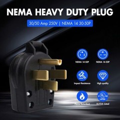 NEMA 14-50P Plug, 4 Prong Dryer/Range Oven Stove Angle Plug, 30-50 Amp 125/250V*