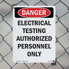 Portrait Electrical Testing Authorized Only OSHA Danger Sign, Decal 5 or 10 Pack