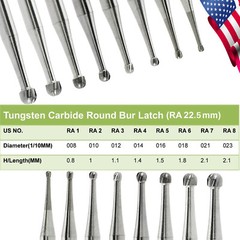 1-10 x Dental Round Tungsten Steel Carbide Burs RA Latch for Low Speed Handpiece