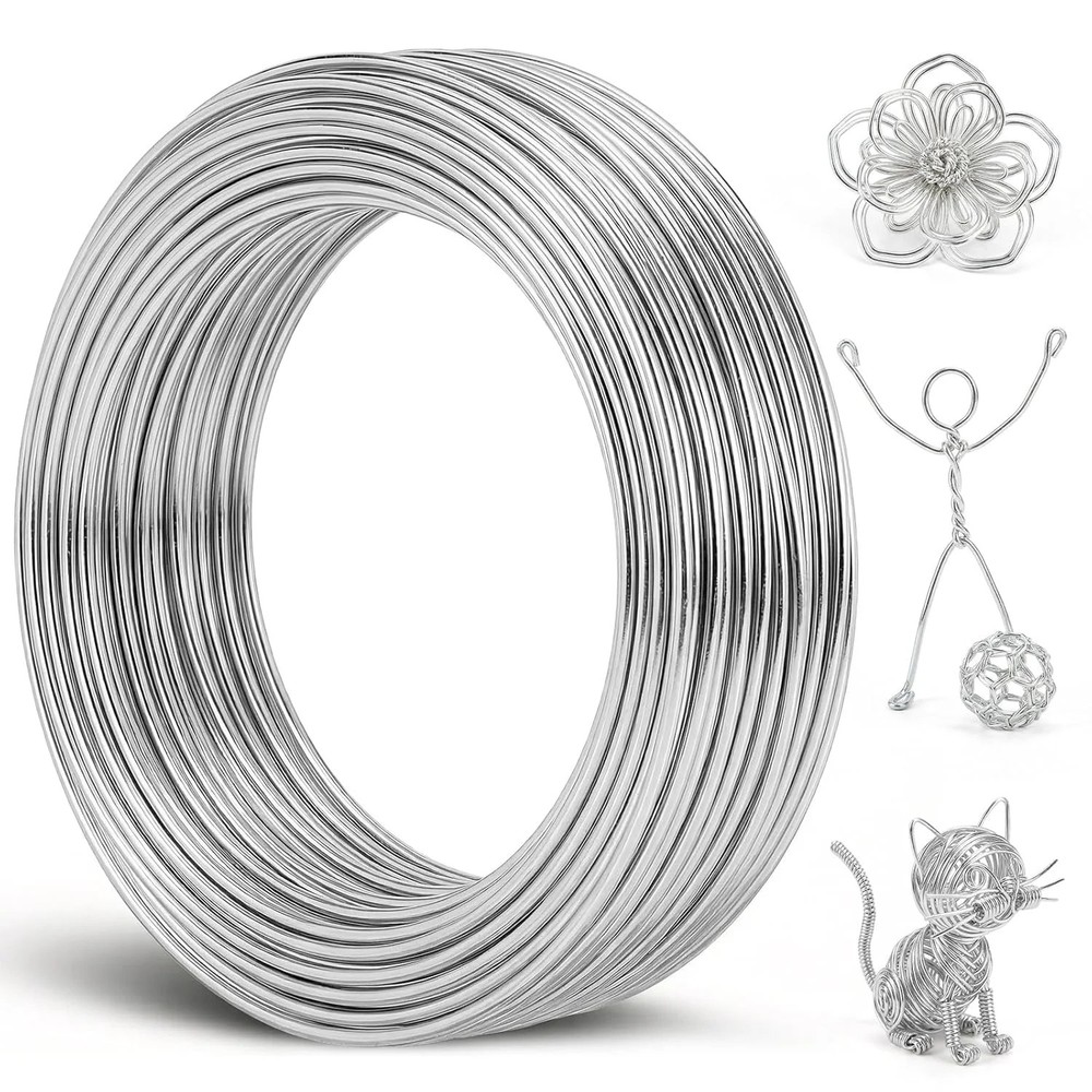 2mm 33 Feet Aluminum Craft Wire, Bendable Armature Wire, Mental Silver Bendable