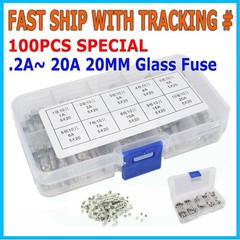 100Pcs 5x20mm Quick Blow Glass Tube Fuse Assorted Kits Fast Action Glass Fuses
