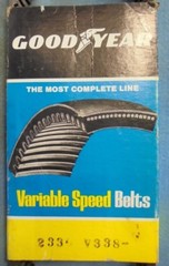 GOODYEAR VARIABLE SPEED TIMING BELT P/N:2330V338 L: 33.8 IN. W: 1-7/16 IN.