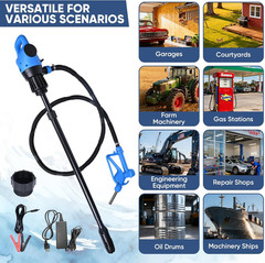Electric Drum Barrel Pump, 110V-240V AC/ 12V DC Power, 55 Gallon Electric Transf