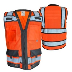 FX HIGH VISIBILITY Surveyor Two Tones Orange Safety Vest Mesh front & back