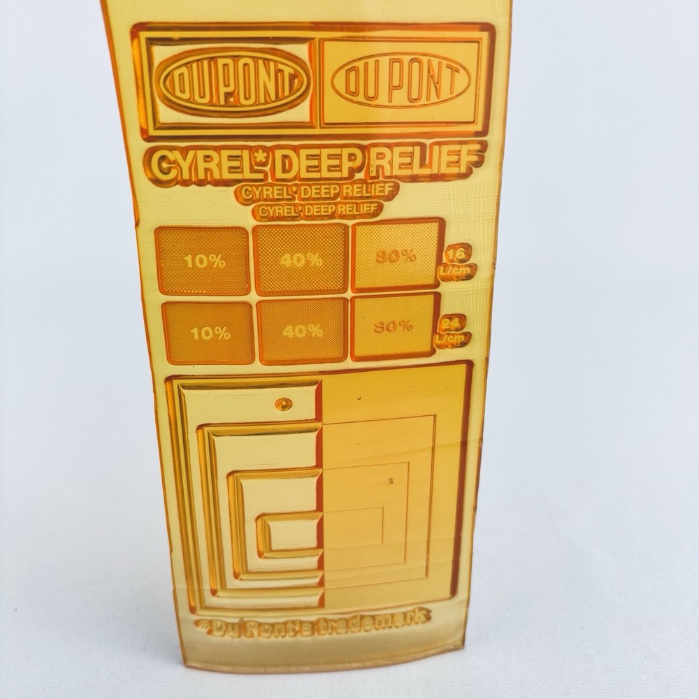 Vintage Du Pont DuPont Printers Yellow Stamp Cyrel Deep Relief Rubber Rare!