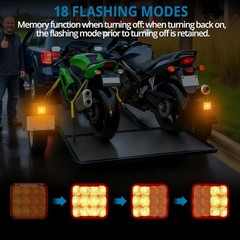 2pcs Rechargeable Amber Flashing Lights LED Truck Magnetic Warning Strobe Hazard