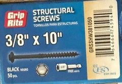 Grip Rite 3/8″ X 10″ Structural Screws 50 Count LIFETIME COATING Dual Drive