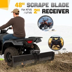 48″ Scrape Blade 2″ Receiver For ATV UTV Adjustable 0 7.5 or 15 Degrees Scraper