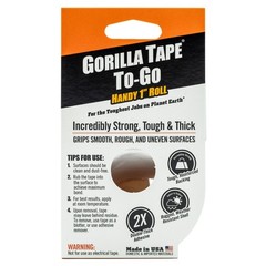 (2 pack) Gorilla Black Duct Tape to-Go, 1 in x 30 ft Single Roll