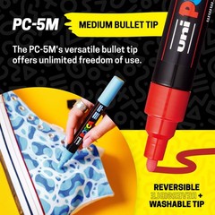 Posca Paint Art Markers, Set of 15 5M Medium Acrylic Markers with Reversible …