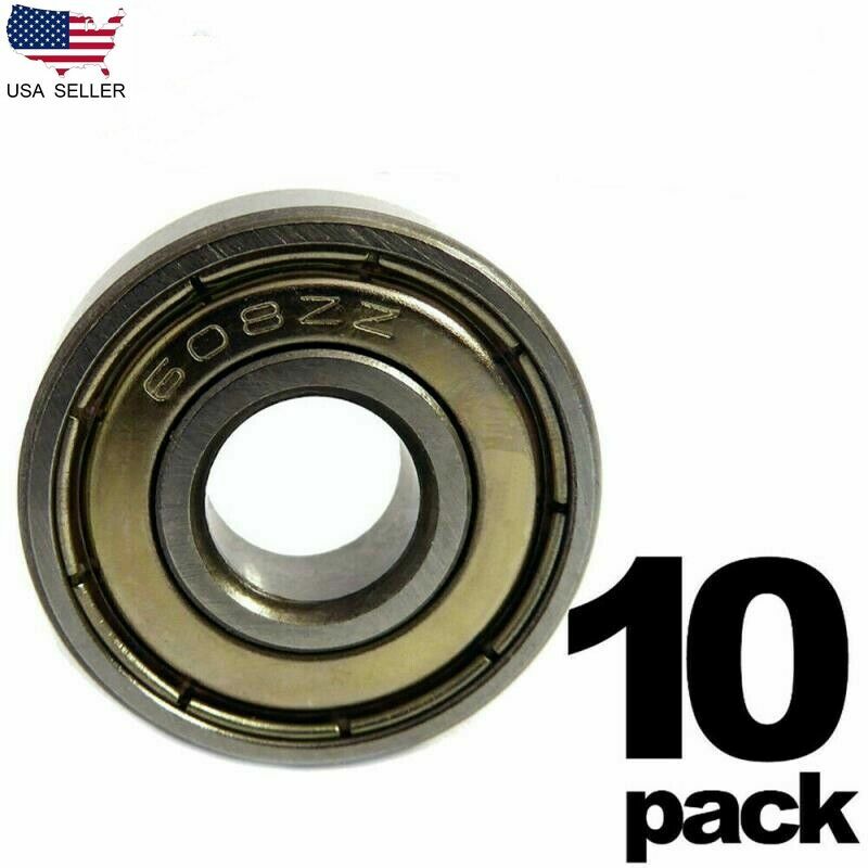 608-ZZ Ball Bearing 8x22x7 Dual Shielded Metal Chrome Skateboard 608Z (10 QTY)
