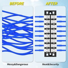 8 Position Terminal Block 25A 600V Dual Row Screw Terminal Strip Dual Row wit