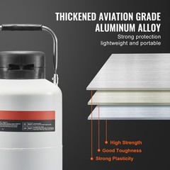 3L Aluminum LN2 Dewar with 6 Canisters & Carry Bag
