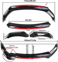 69-73″ Adjustable Car Front Bumper Lip Splitter Spoiler Body Kit ABS