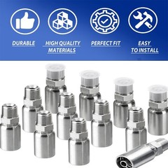12 Pack Hydraulic Hose Fittings, 3/8″ I.D. Hose X 3/8″ NPTF Male and Protection