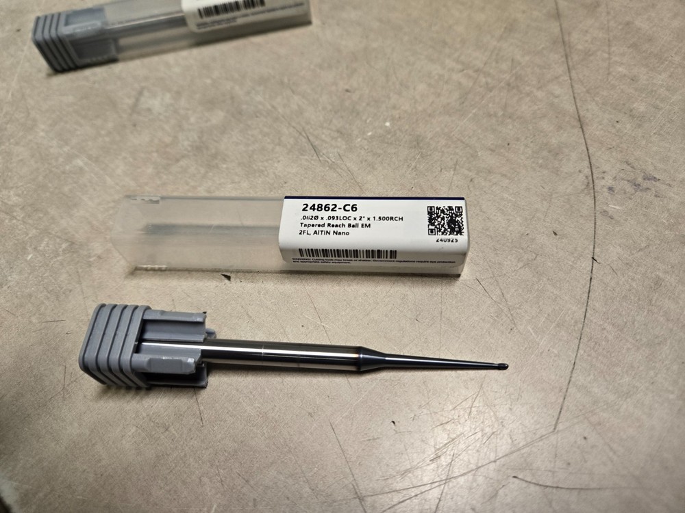 Harvey Tool 24862-C6 Center Cut Tapered Reach Miniature End Mill, 0.062 in Dia C